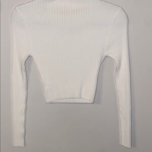 White Ribbed Long Sleeve Bodysuit